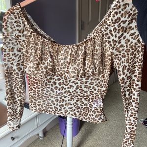 Forever 21 Mesh Animal Print Long Sleeve
